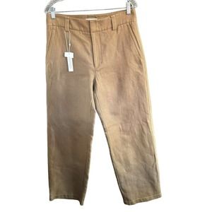 Vince Women's Casual Wide Leg Pants Tan Sz 10 High Rise Cotton Linen New W/ Tags